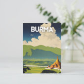 Birma Vintage Travel Poster Briefkaart (Staand voorkant)