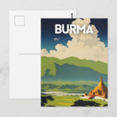 Birma Vintage Travel Poster Briefkaart (Voorkant / Achterkant)