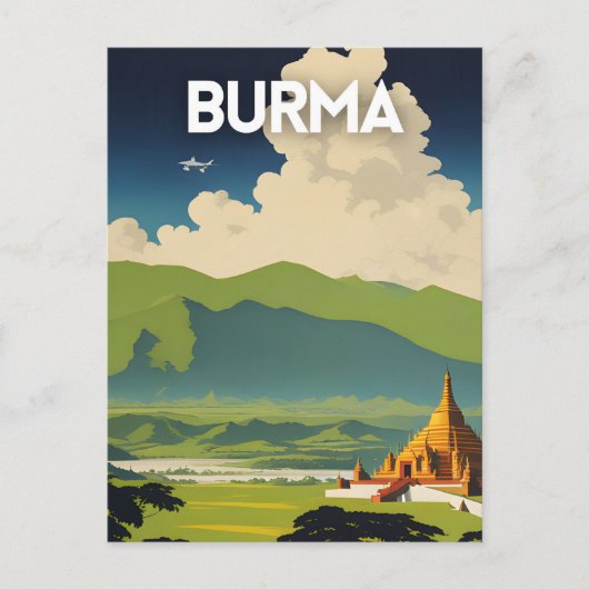 Birma Vintage Travel Poster Briefkaart (Voorkant)