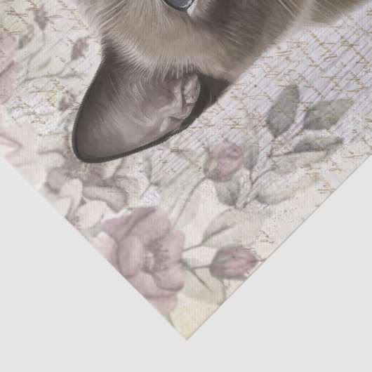 Birmaanse Bloemen Kat Kitten Tissuepapier (Detail)