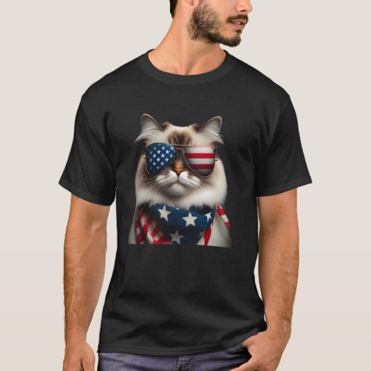 Birmaanse Kat 4 juli Onafhankelijkheidsdag Eigenaa T-shirt (Voorkant)