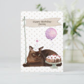 Birmaanse kat Birthday Celebration Party Pet cake Kaart (Staand voorkant)