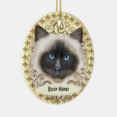 Birmaanse Kat Fleur De Lis Keramisch Ornament (Rechts)
