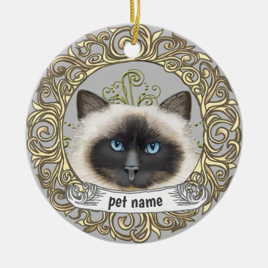 Birmaanse kat Herinneringssieraad Keramisch Ornament (Voorkant)