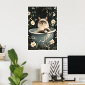 Birmaanse kat in badkuip poster, grappige kat post poster (Thuiskantoor)