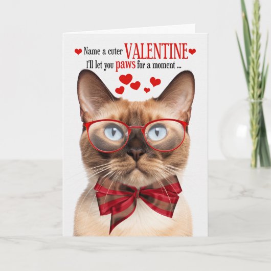 Birmaanse kat katachtige Humor Valentijnsdag Feestdagen Kaart (Voorkant)