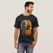 Birmaanse kat met heks en pompoen Halloween T-shirt (Voorkant volledig)