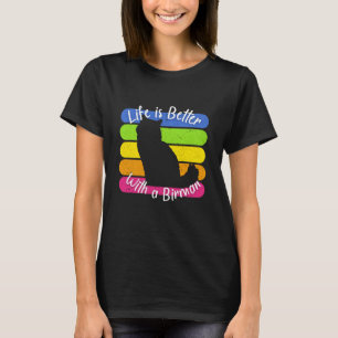 Birmaanse kat moeder retro zonsondergang vintage e t-shirt
