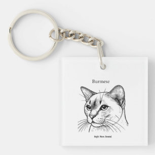 Birmaanse Kat Portret Sleutelhanger
