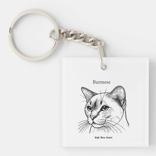 Birmaanse Kat Portret Sleutelhanger (Voorkant)