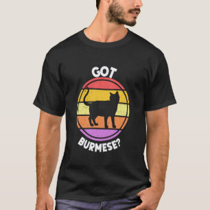 Birmaanse Kat Retro Zonsondergang Vintage 80s Esth T-shirt