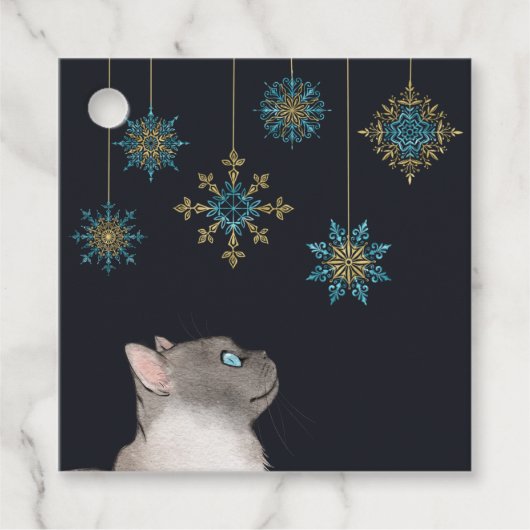 Birmaanse kat staren op Snowflake Ornamenten Gift  Bedankjes Labels (Voorkant)