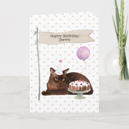 Birmaanse kat verjaardagsfeestje feesthoed kaart (Voorkant)