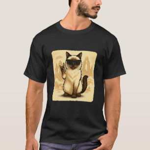 Birmaanse Kat Zonnebril Rock Muziek Grappig Retro T-shirt