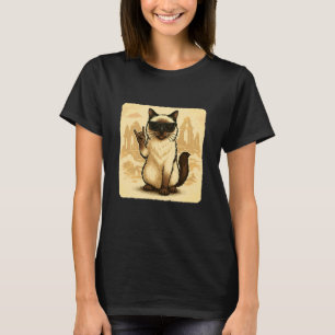Birmaanse kat zonnebril Rock Muziek Grappig Retro T-shirt