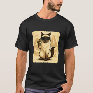 Birmaanse Kat Zonnebril Rock Muziek Grappig Retro T-shirt