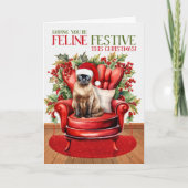 Birmaanse Seal Point Kerstmis Kat FELINE Feestelij Feestdagen Kaart (Voorkant)