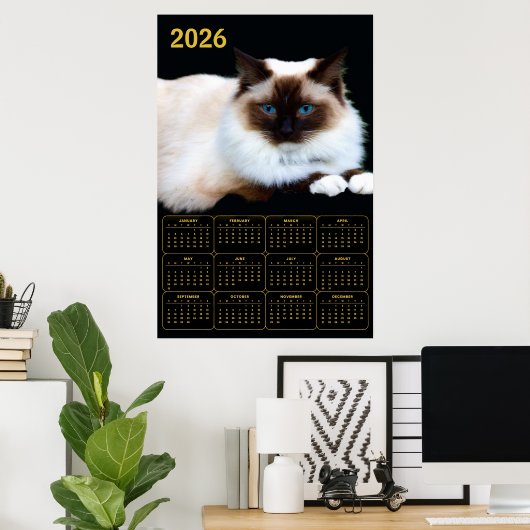 Birman Cat 2026 Calendar  Poster (Thuiskantoor)