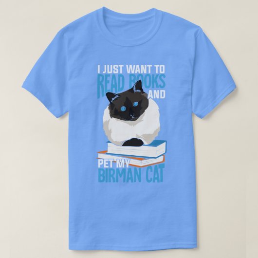 Birman Cat Book Reading Lover Gift T-shirt (Design voorkant)