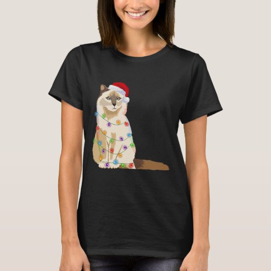 Birman Cat Christmas Lights Xmas Cat T-shirt (Voorkant)