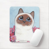 Birman Cat en Pink Flowers Cat Art Mousepad Muismat (Met muis)