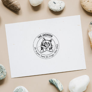 Birman Cat Family Retouradres Rubberstempel