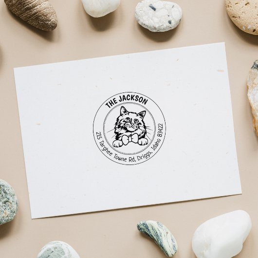 Birman Cat Family Retouradres Rubberstempel