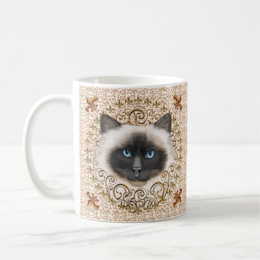 Birman Cat Fleur De Lis mok (Links)
