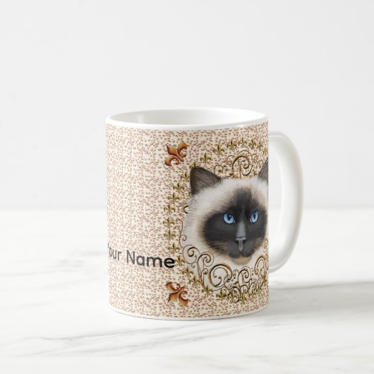 Birman Cat Fleur De Lis  mug Koffiemok (Voorkant rechts)