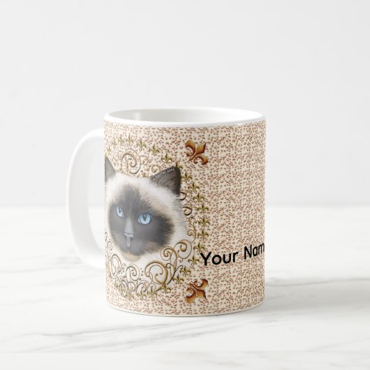 Birman Cat Fleur De Lis  mug Koffiemok (Voorkant links)