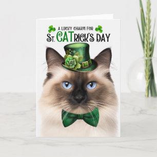 Birman Cat Funny St. CATrick's Day Lucky Charm Feestdagen Kaart