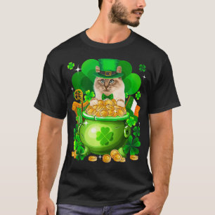 Birman Cat Gold Pot Shamrock St Patricks Day T-shirt