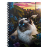 Birman Cat in City Garden op Sundown Notitieboek (Voorkant)