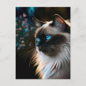 Birman Cat in Floral Oils Briefkaart (Voorkant)