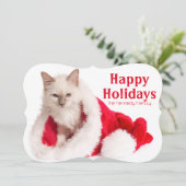 Birman Cat In Santa Hat Feestdagenkaart (Staand voorkant)
