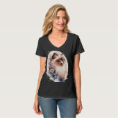 Birman Cat Japanese Cherry Blossom Floral Cat Bree T-shirt (Voorkant volledig)