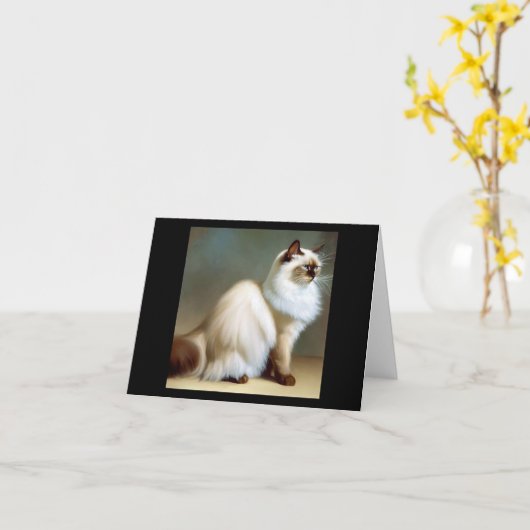Birman Cat Kaart (Gele Bloem)