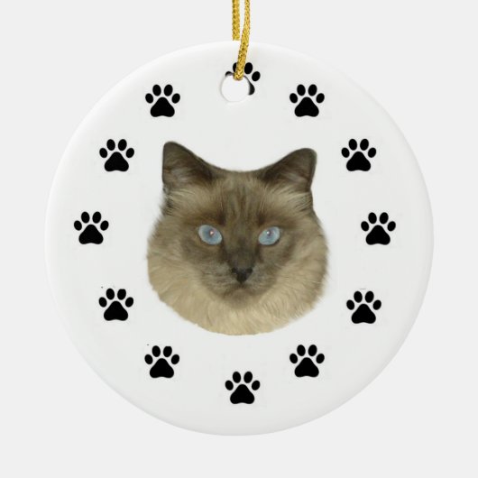 Birman Cat Keramisch Ornament (Voorkant)