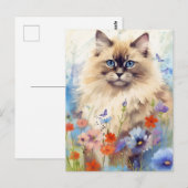 Birman Cat omringd door bloemen Briefkaart (Voorkant / Achterkant)