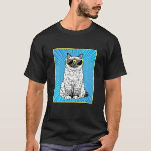 Birman Cat Portrait Pop Art Cat met zonnebril T-shirt