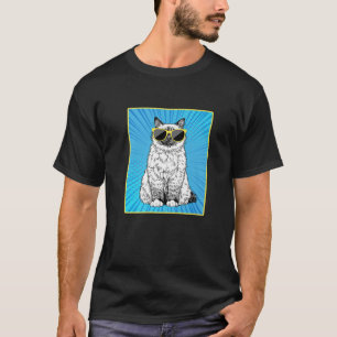 Birman Cat Portrait Pop Art Cat met zonnebril T-shirt