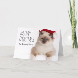 Birman Cat Santa Feestdagen Kaart