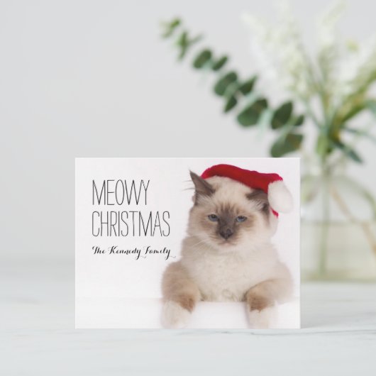 Birman Cat Santa Feestdagenkaart (Staand voorkant)