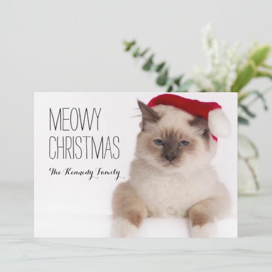 Birman Cat Santa Feestdagenkaart (Staand voorkant)