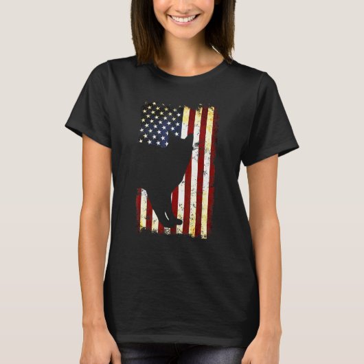 Birman Cat Silhouette Amerikaanse vlag op 4 juli T-shirt (Voorkant)