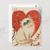 Birman Cat  Valentijnsdag Briefkaart (Voorkant / Achterkant)