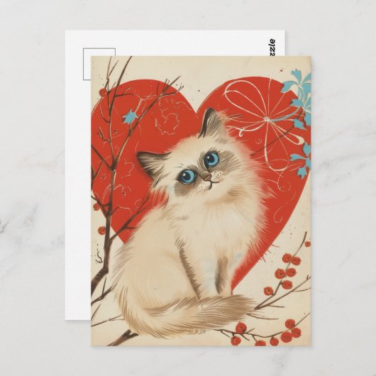 Birman Cat  Valentijnsdag Briefkaart (Voorkant / Achterkant)
