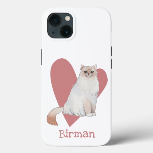 Birman Cat Waterverf Kat Roze hart Case-Mate iPhone Case (Achterkant)