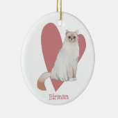 Birman Cat Waterverf Kat Roze hart Keramisch Ornament (Rechts)