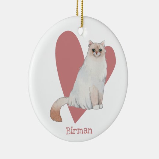 Birman Cat Waterverf Kat Roze hart Keramisch Ornament (Rechts)